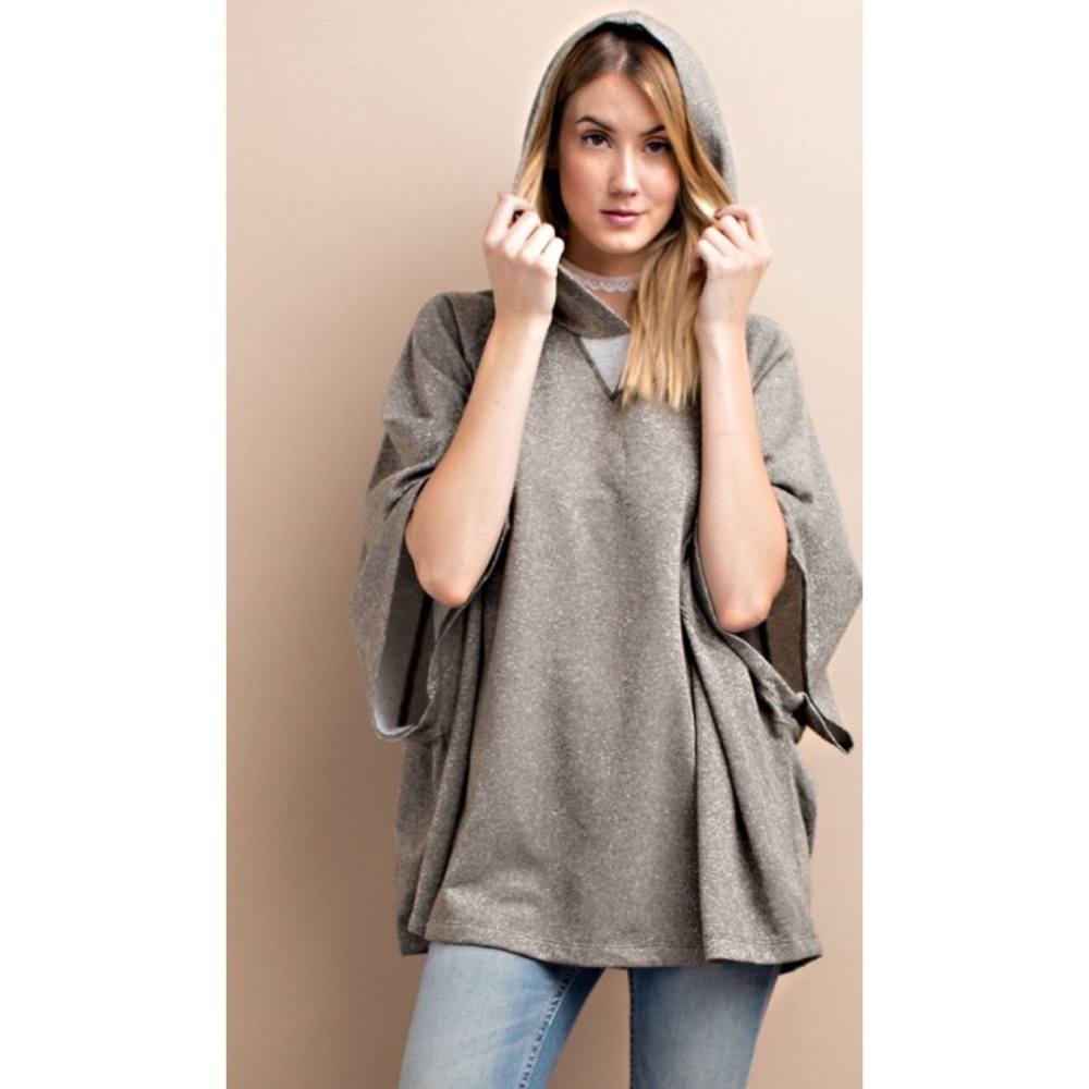 Easel Shimmer Caped Hoodie Poncho